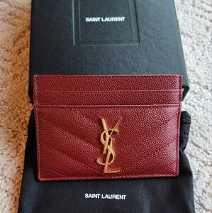 Saint Laurent Burgundy Card Holder